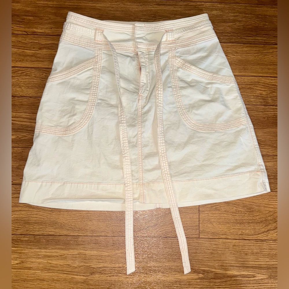 ANTHROPOLOGIE PILCRO & THE LETTERPRESS SKIRT SZ 4 CREAM BELTED TIE A LINE